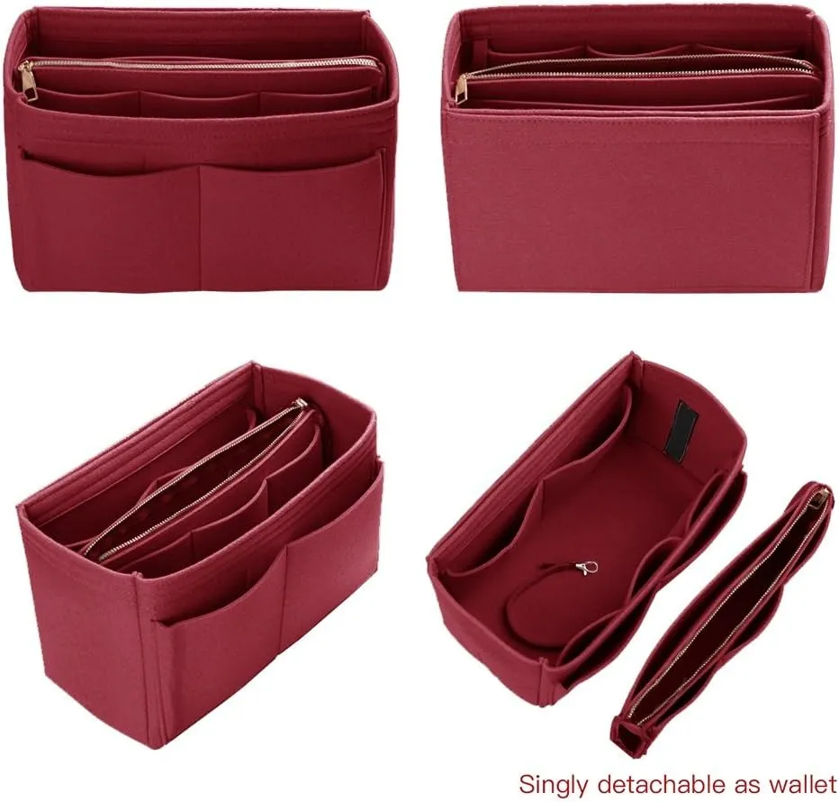 ZTUJO Purse Organizer Insert, Felt Bag Organizer with Metal Zipper, Handbag & Tote Shaper, For Speedy Neverfull Tote, 7 Sizes