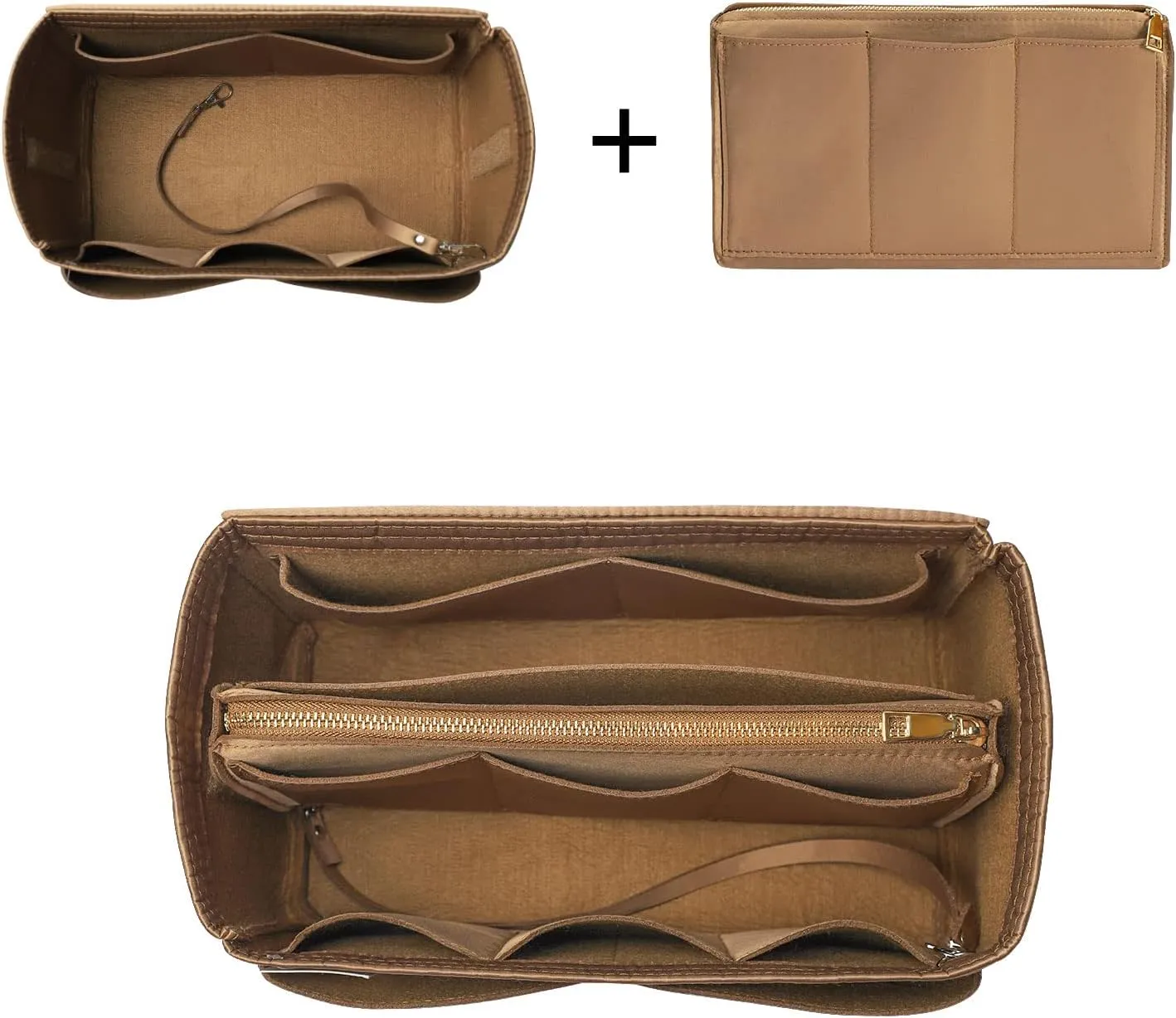 ZTUJO Purse Organizer Insert, Felt Bag Organizer with Metal Zipper, Handbag & Tote Shaper, For Speedy Neverfull Tote, 7 Sizes