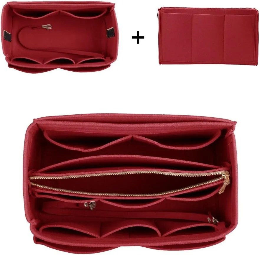 ZTUJO Purse Organizer Insert, Felt Bag Organizer with Metal Zipper, Handbag & Tote Shaper, For Speedy Neverfull Tote, 7 Sizes