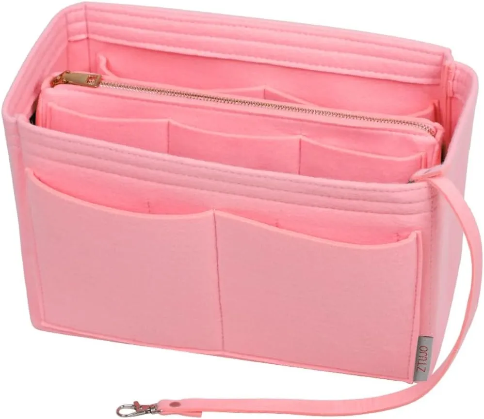 ZTUJO Purse Organizer Insert, Felt Bag Organizer with Metal Zipper, Handbag & Tote Shaper, For Speedy Neverfull Tote, 7 Sizes