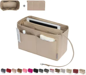 ZTUJO Purse Organizer Insert, Felt Bag Organizer with Metal Zipper, Handbag & Tote Shaper, For Speedy Neverfull Tote, 7 Sizes