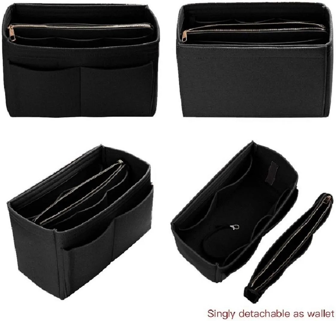 ZTUJO Purse Organizer Insert, Felt Bag Organizer with Metal Zipper, Handbag & Tote Shaper, For Speedy Neverfull Tote, 7 Sizes