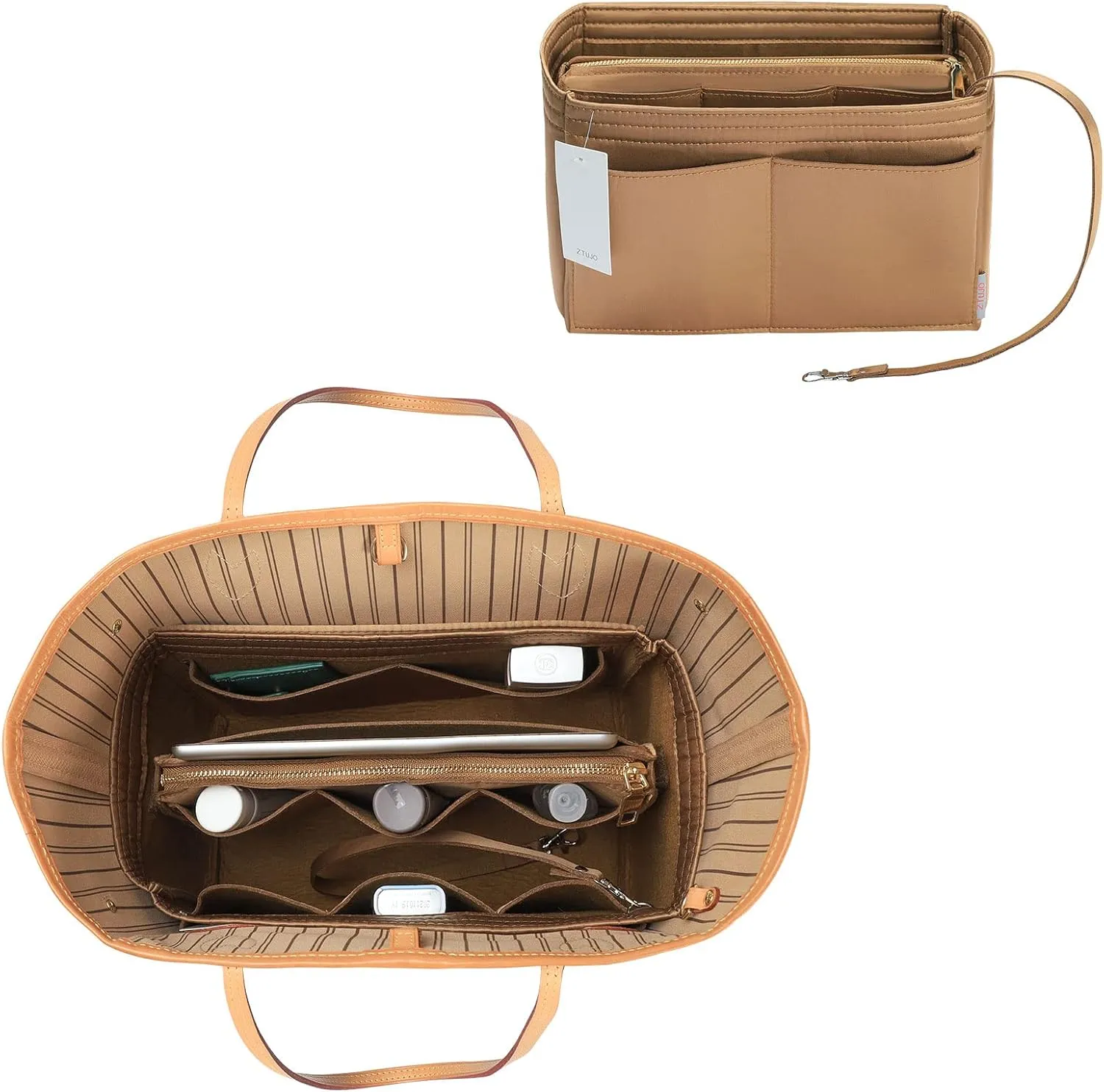 ZTUJO Purse Organizer Insert, Felt Bag Organizer with Metal Zipper, Handbag & Tote Shaper, For Speedy Neverfull Tote, 7 Sizes