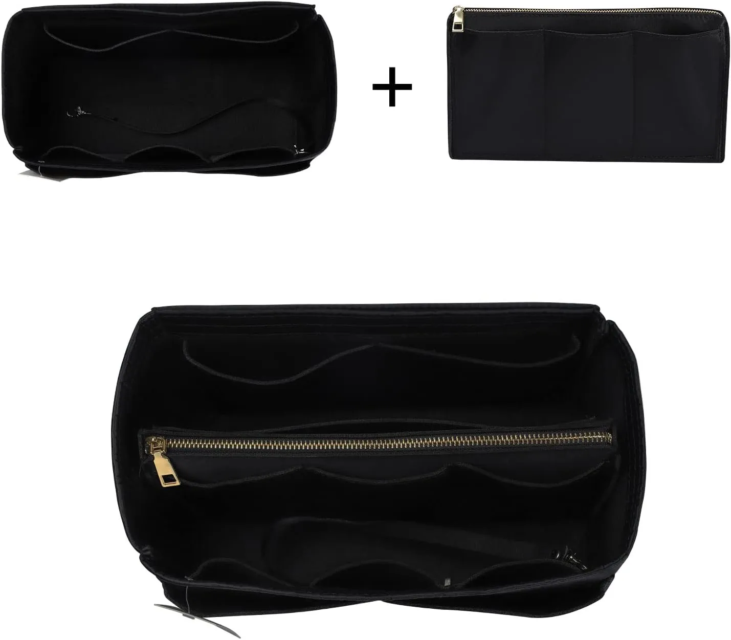 ZTUJO Purse Organizer Insert, Felt Bag Organizer with Metal Zipper, Handbag & Tote Shaper, For Speedy Neverfull Tote, 7 Sizes