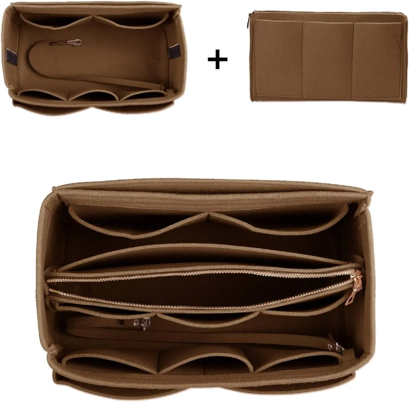 ZTUJO Purse Organizer Insert, Felt Bag Organizer with Metal Zipper, Handbag & Tote Shaper, For Speedy Neverfull Tote, 7 Sizes