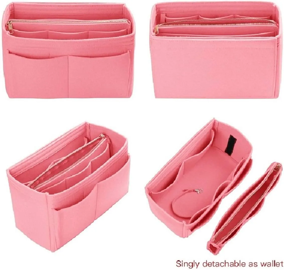 ZTUJO Purse Organizer Insert, Felt Bag Organizer with Metal Zipper, Handbag & Tote Shaper, For Speedy Neverfull Tote, 7 Sizes