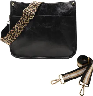 Zyyfly Vegan Leather Purse Medium Size Crossbody Bags for Women with Leopard Guitar Strap