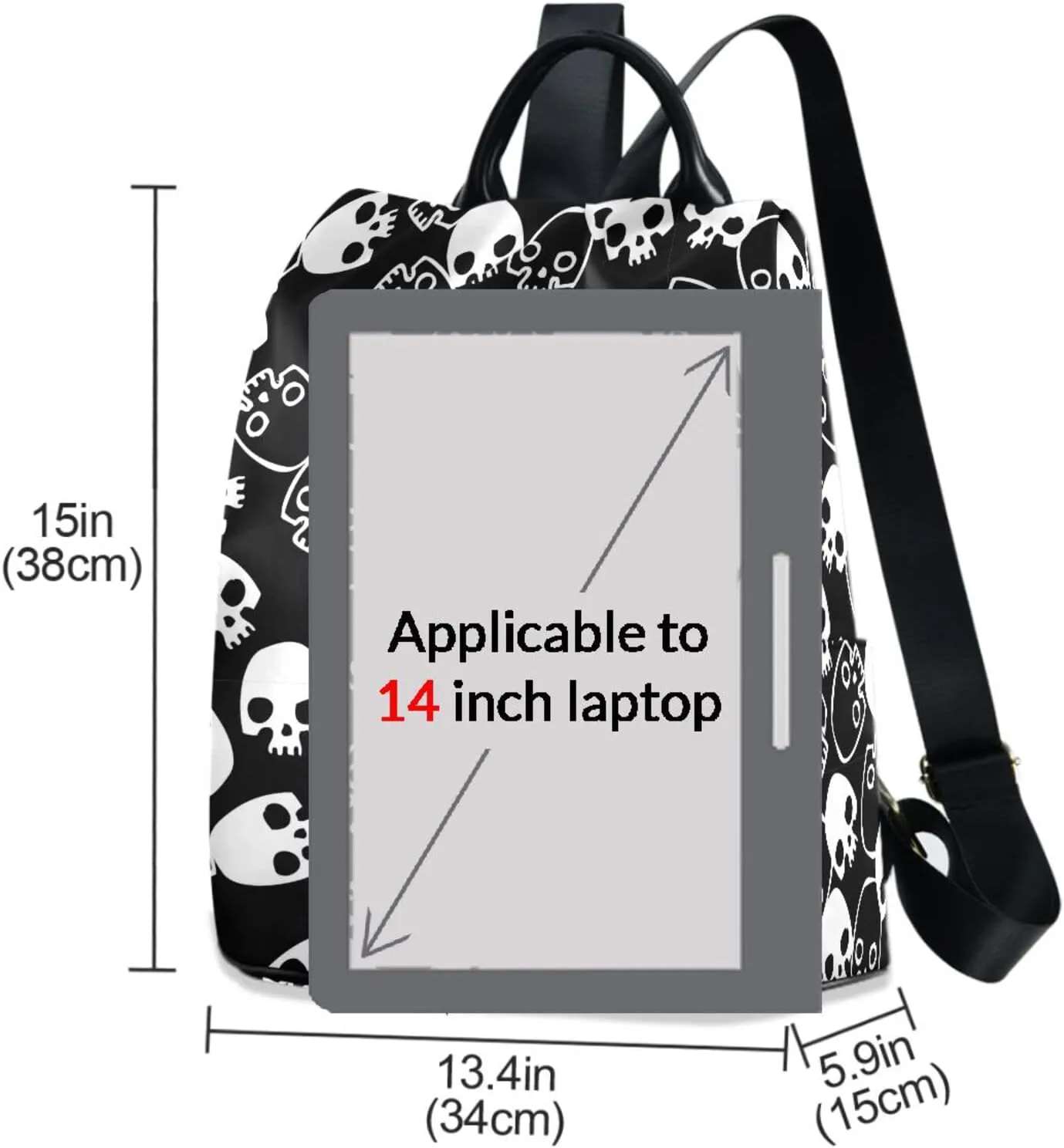 ZZKKO Skulls Backpack Purse for Women Rucksack Anti Theft Fashion Travel Lightweight Ladies Shoulder Bag