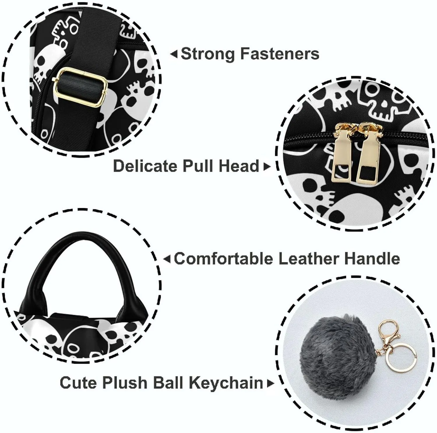 ZZKKO Skulls Backpack Purse for Women Rucksack Anti Theft Fashion Travel Lightweight Ladies Shoulder Bag