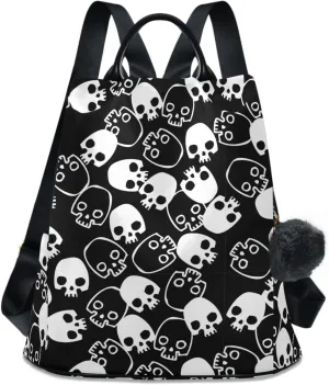 ZZKKO Skulls Backpack Purse for Women Rucksack Anti Theft Fashion Travel Lightweight Ladies Shoulder Bag